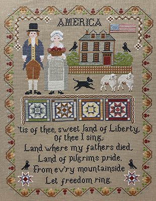 Twin Peak Primitives America patriotic cross stitch pattern