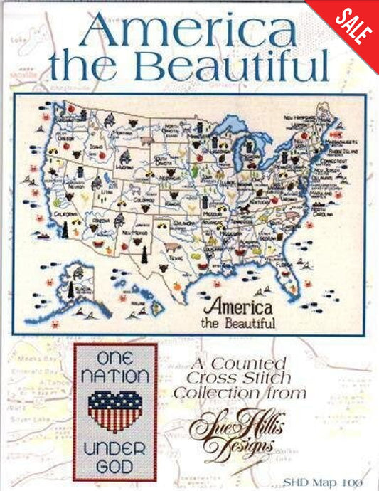 Sue Hillis America The Beautiful Map 100 cross stitch pattern