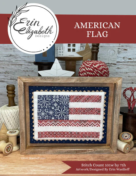 Erin Elizabeth American Flag cross stitch pattern