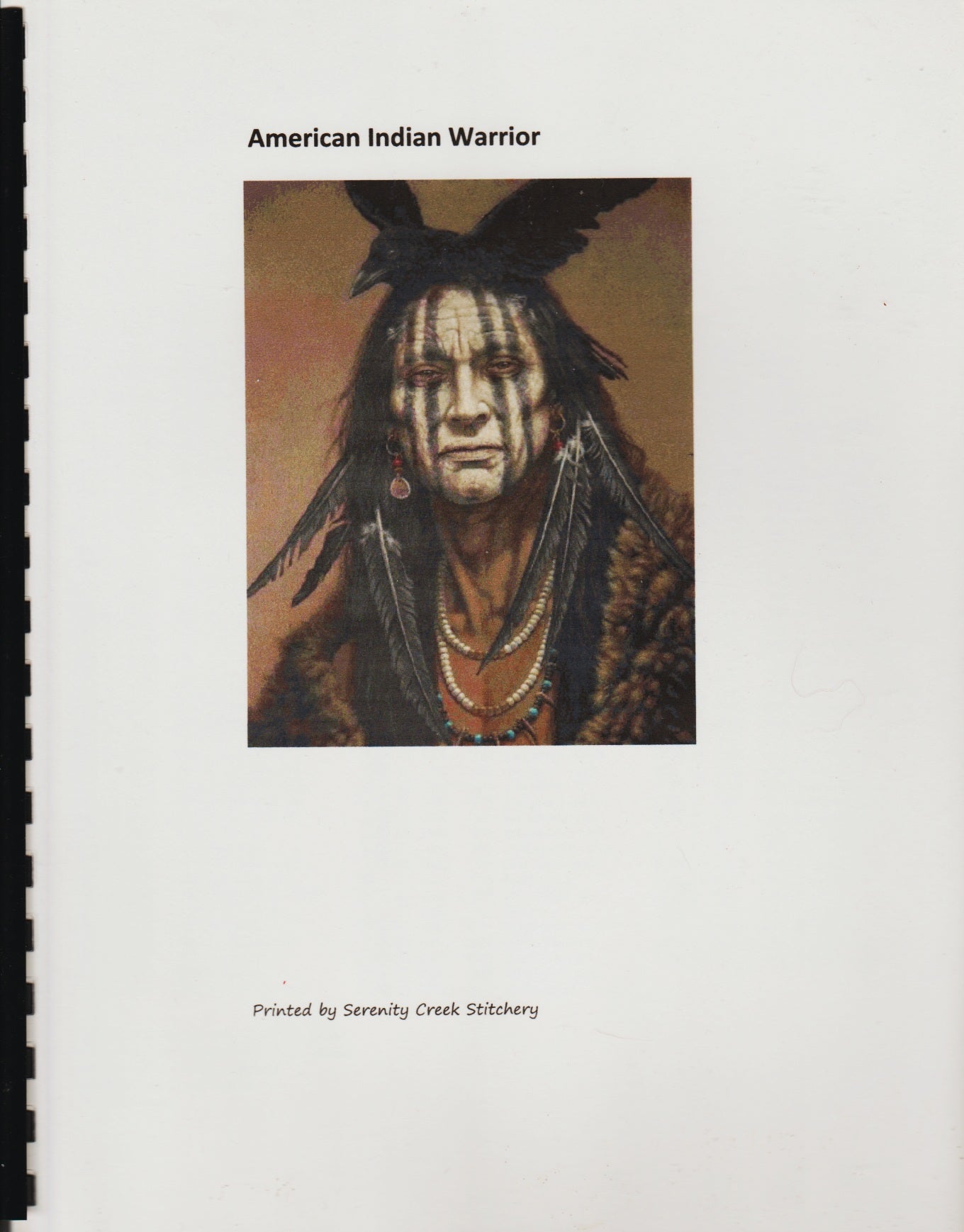 Serenity Creek Stitchery American Indian Warrior native american cross stitch patter