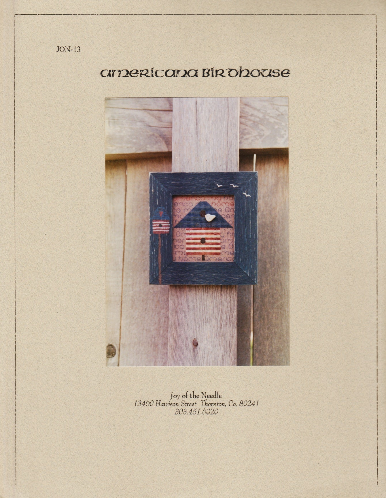 Joy Of The Needle Americana Birdhouse JON-13 cross stitch pattern