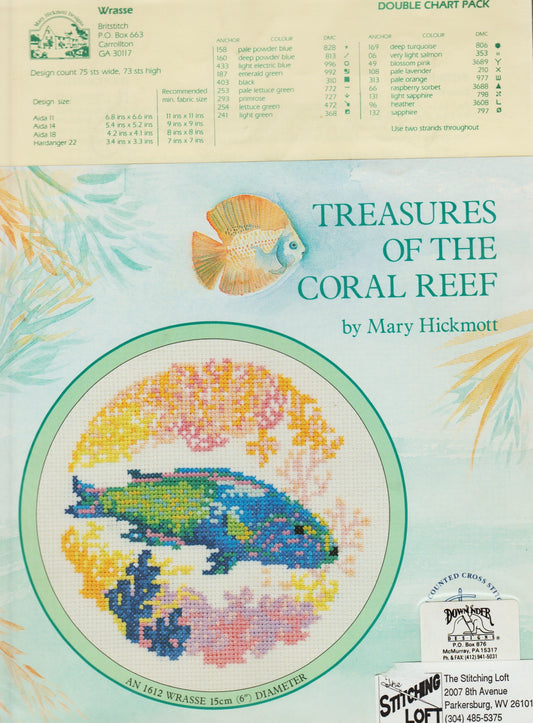 Mary Hickman Designs Britstitch Treasures of the Coral Reef Angel and Clown Fish Wrasse cross stitch pattern