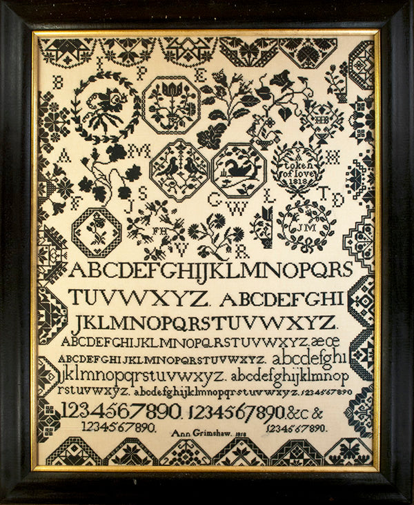 The Scarlet Letter Ann Grimshaw 1818 cross stitch sampler pattern
