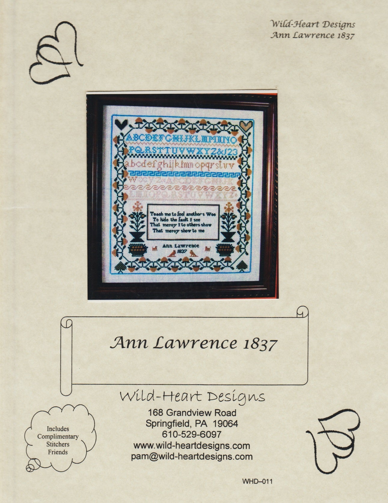 Wild-Heart Designs Ann Lawrence 1837 WHD-011 cross stitch pattern