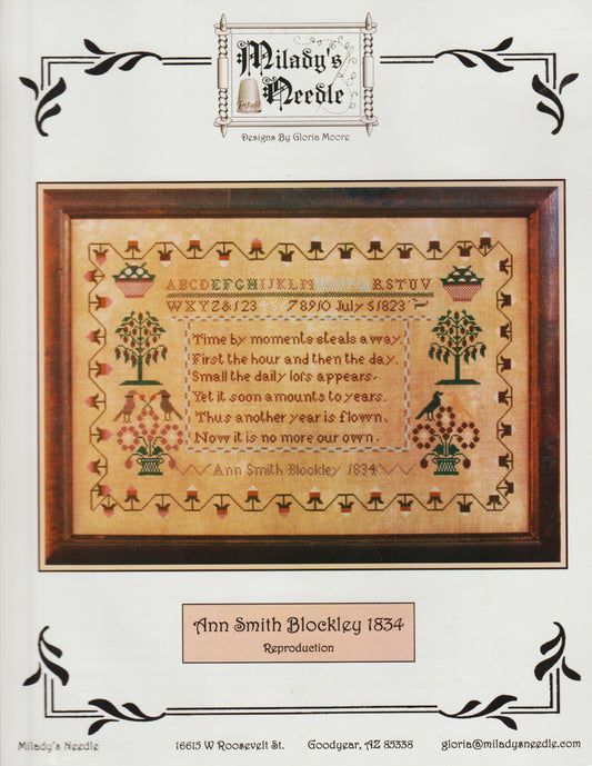 Milady's Needle Ann Smith Blockley 1834 cross stitch pattern