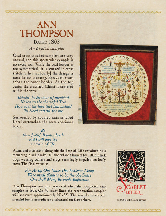 The Scarlet Letter Ann Thompson 1803 cross stitch pattern