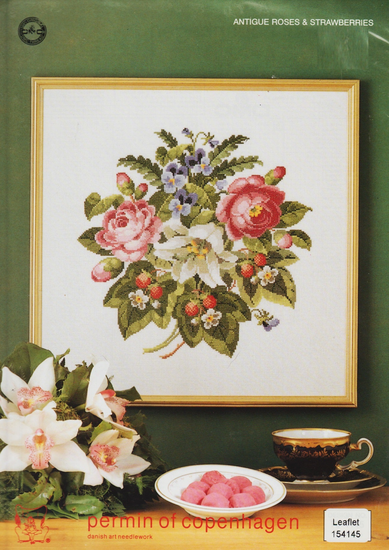 Permin of Copenhagen Antique Roses & Strawberries 154145 cross stitch pattern