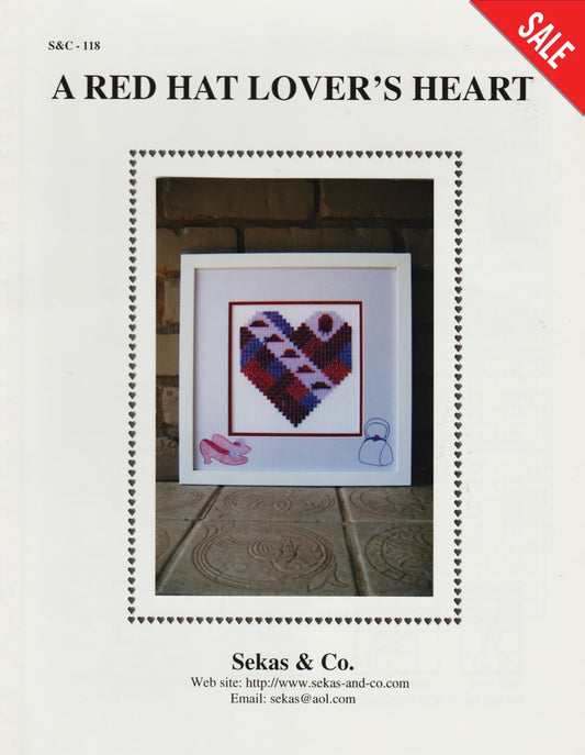 Sekas & Co. A red Hat Lover's 118 Heart cross stitch pattern