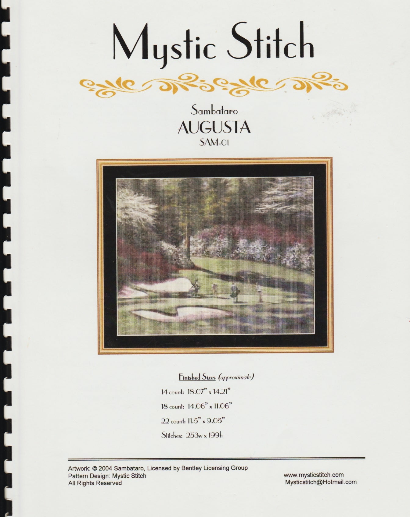 Mystic Stitch Augusta golf course SAM-01 cross stitch pattern