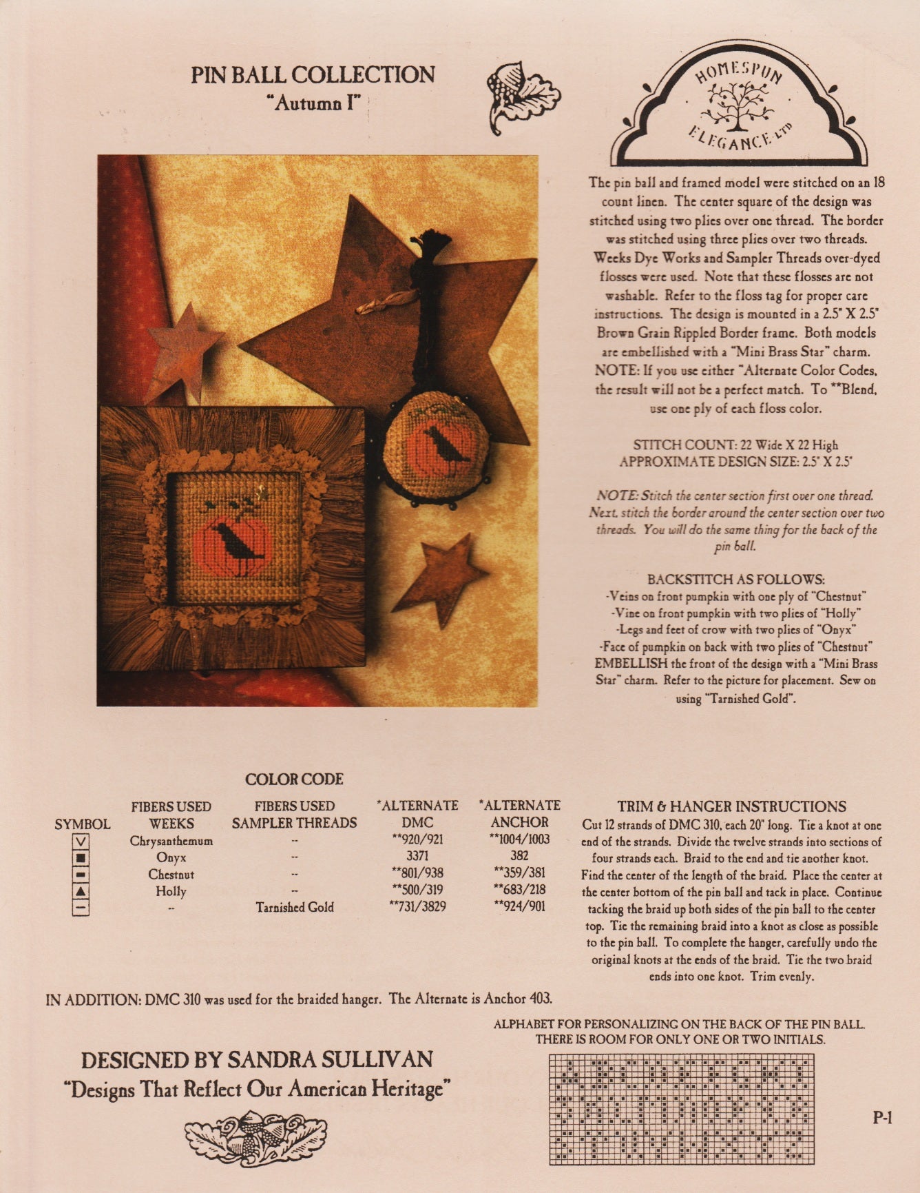 Homespun Elegance Autumn I P-1 cross stitch pattern