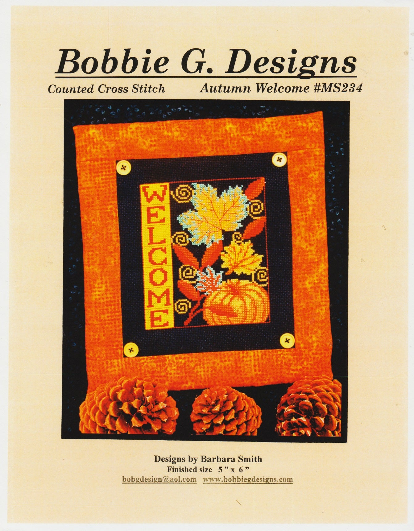 Bobbie G. Autumn Welcome MS234 cross stitch pattern