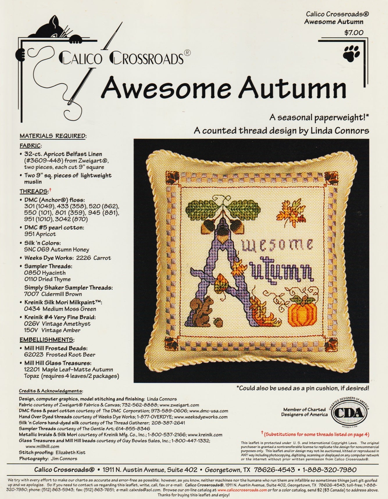 Calico Crossroads Awesome Autumn cross stitch pattern