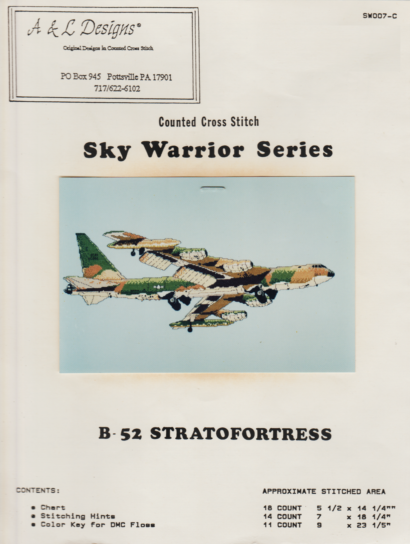 A&L Designs B-52 Stratofortress War Plane cross stitch pattern