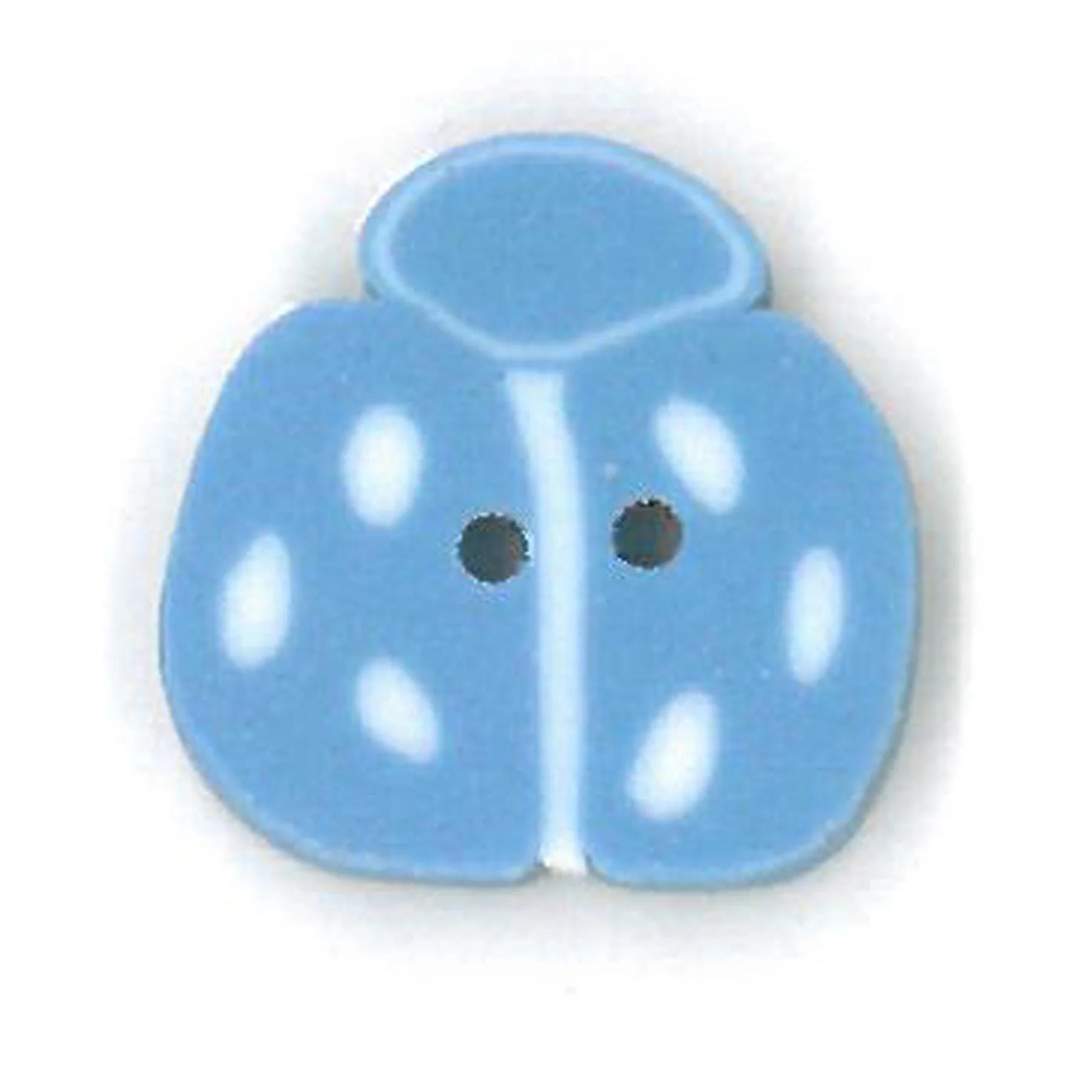 Just Another Button Company Ladybug Blue & White, BW1011 flat 2-hole clay cross stitch button