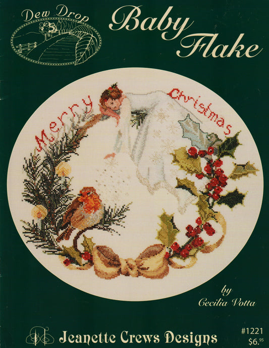 Jeanette Crews Dew Drop Baby Flake 1221 Christmas wreath cross stitch pattern