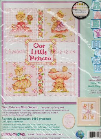 Dimensions Baby Princess Birth Record 73425 cross stitch kit