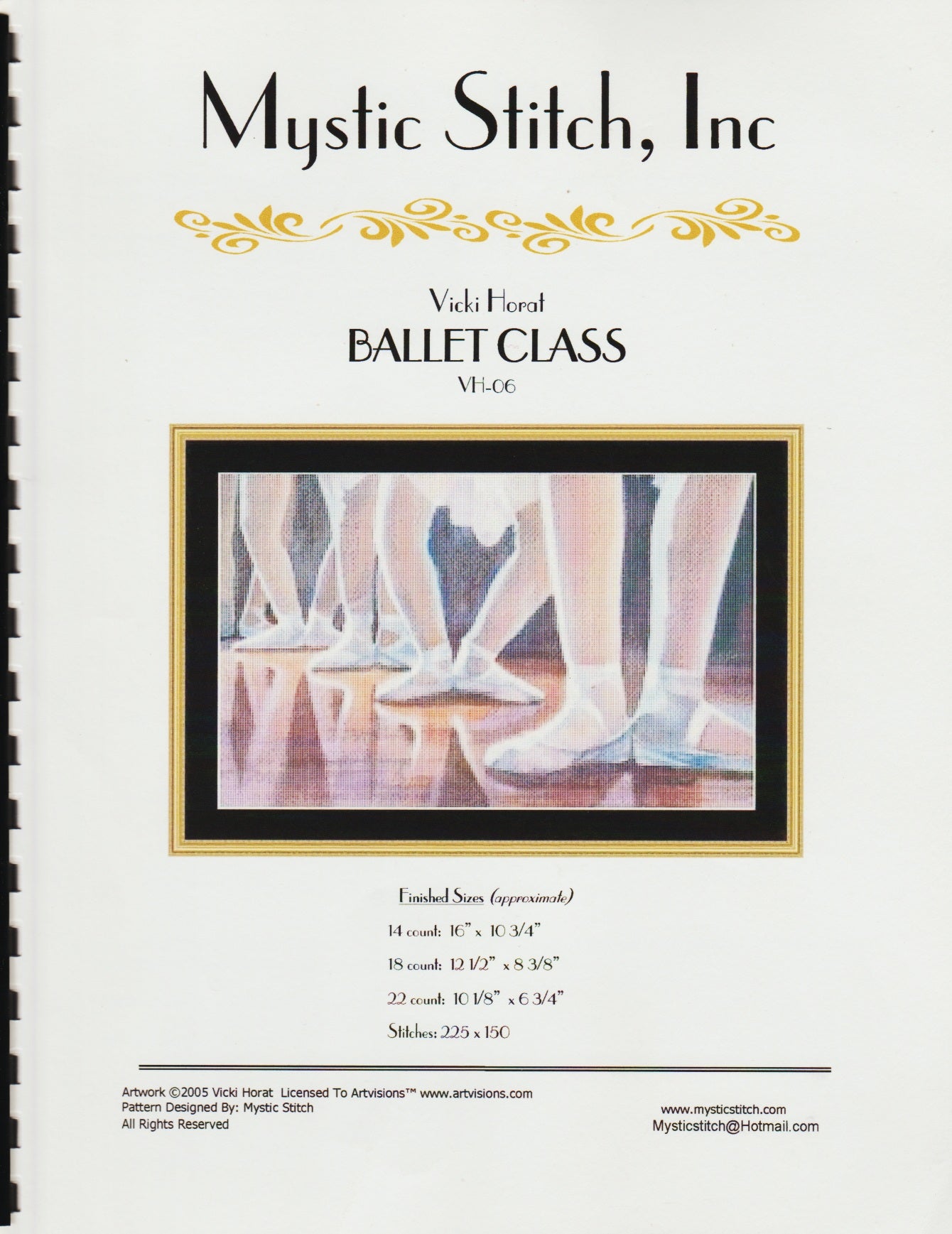 Mystic Stitch Ballet Class VH-06 cross stitch pattern