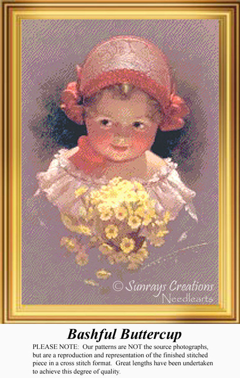 Sunrays Creations Bashful Buttercup cross stitch pattern