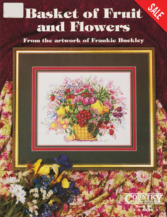 Country Cross-Stitch Basket of Fruit and Flowers 80 cross stitch pattern