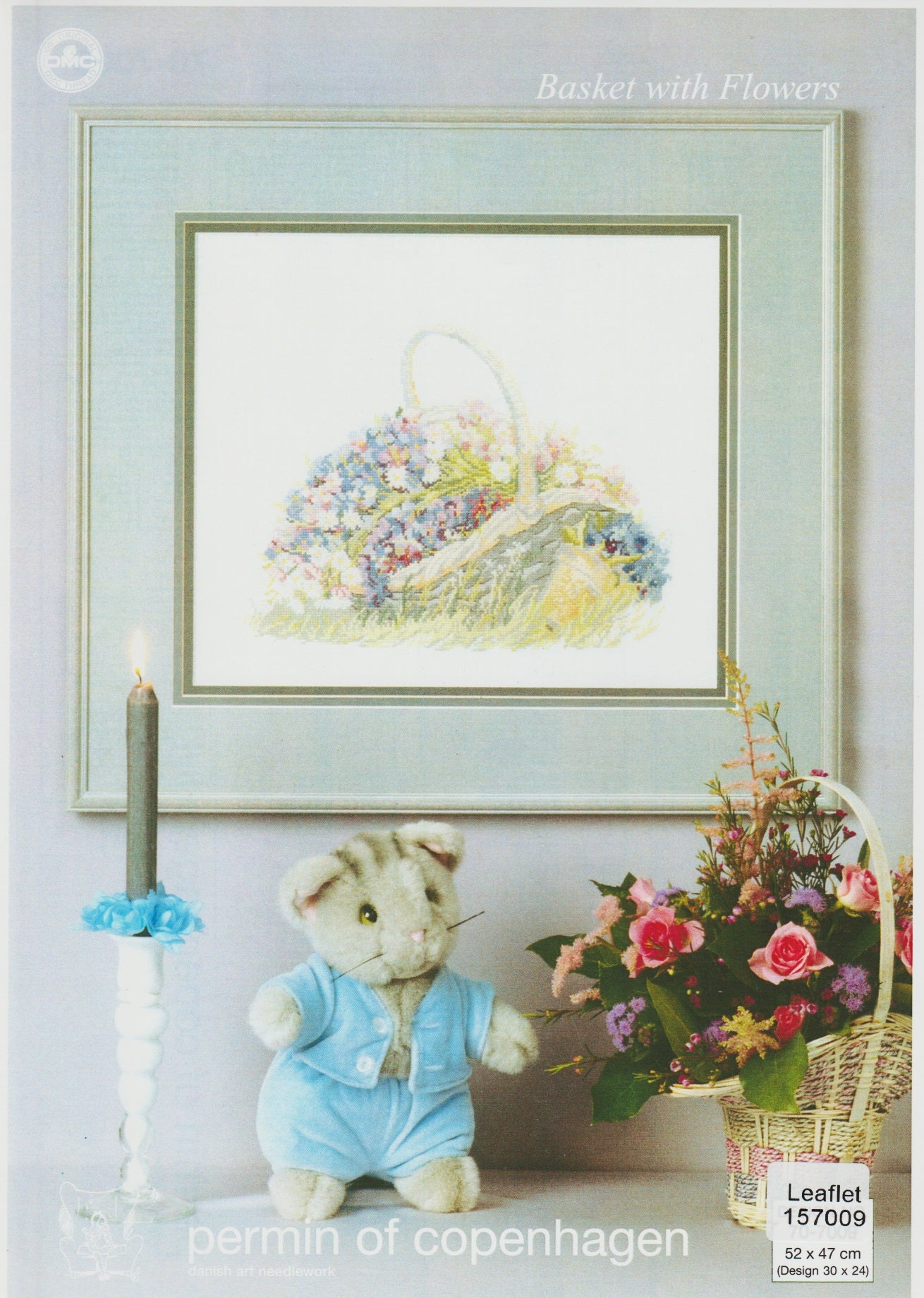 Permin of Copenhagen Basket with Flowers 157009 cross stitch pattern