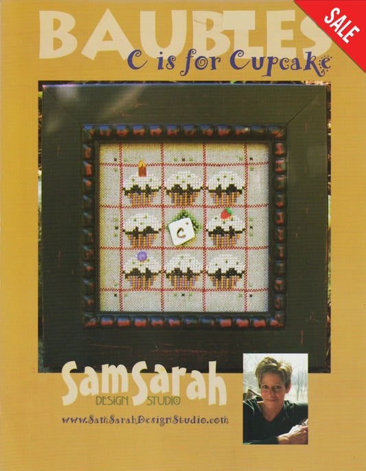 Sam Sarah Baubles C is for Cupcake cross stitch pattern