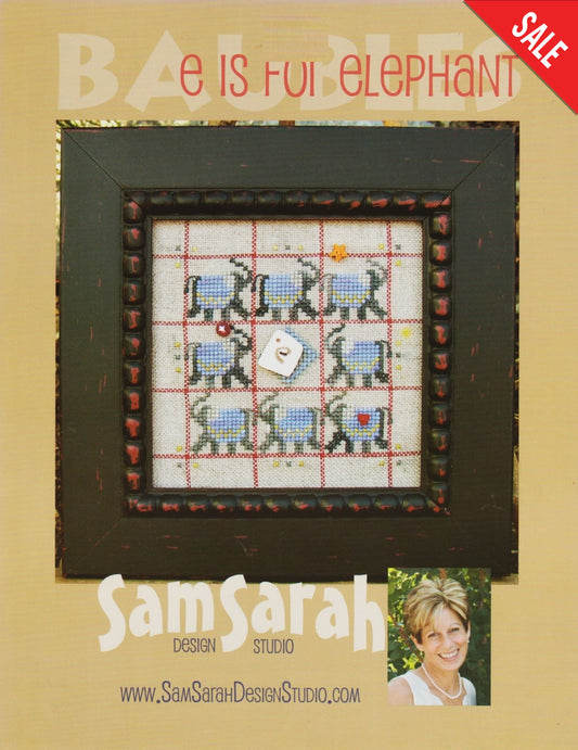 Sam Sarah Baubles E is for Elephant cross stitch pattern