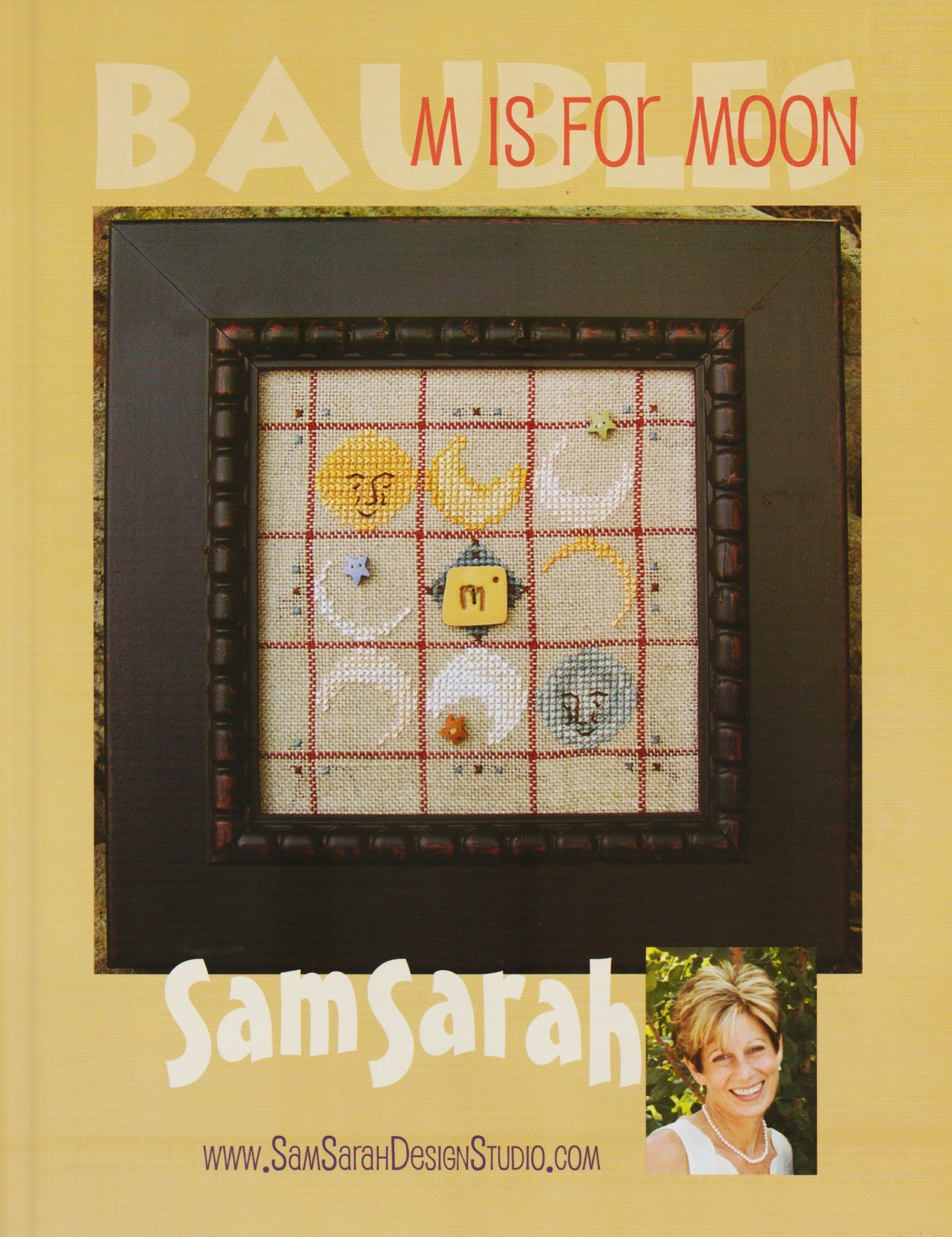 Sam Sarah Baubles M is for Moon cross stitch pattern