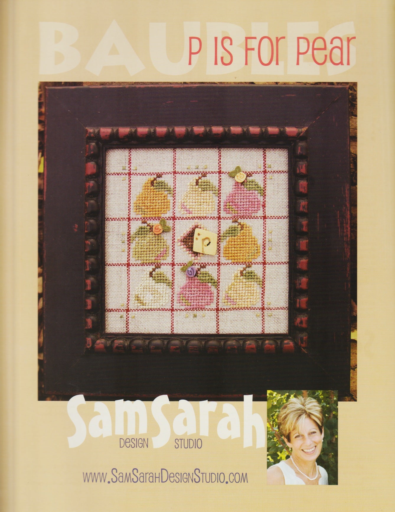 Sam Sarah Baubles P is for Pear cross stitch pattern