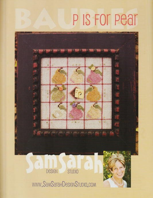 Sam Sarah Baubles P is for Pear cross stitch pattern