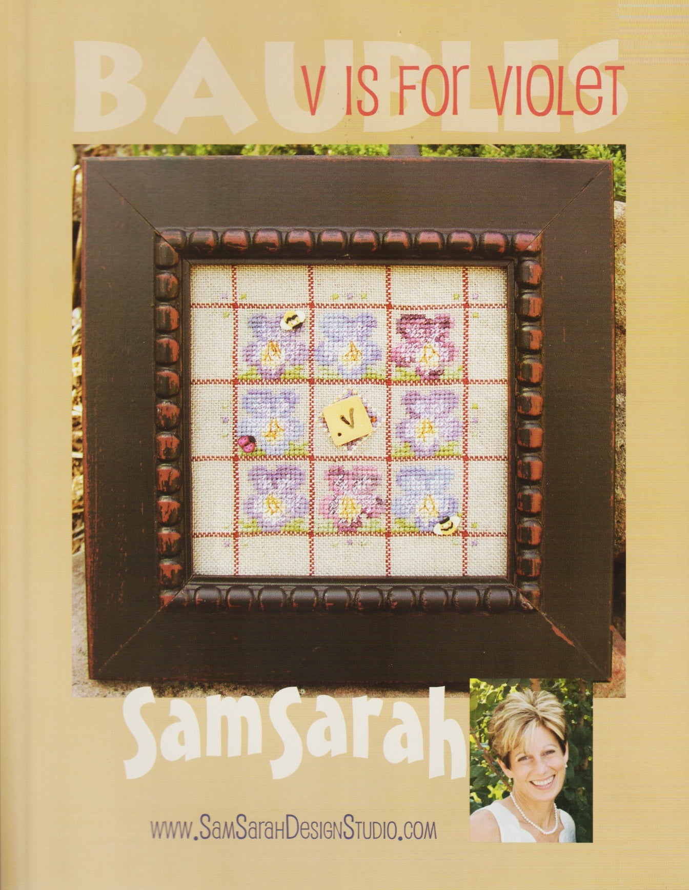 Sam Sarah Baubles V is for Violet cross stitch pattern