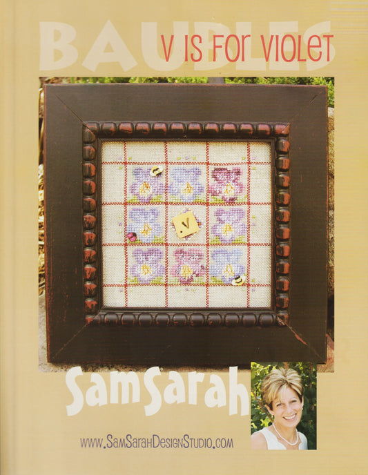 Sam Sarah Baubles V is for Violet cross stitch pattern