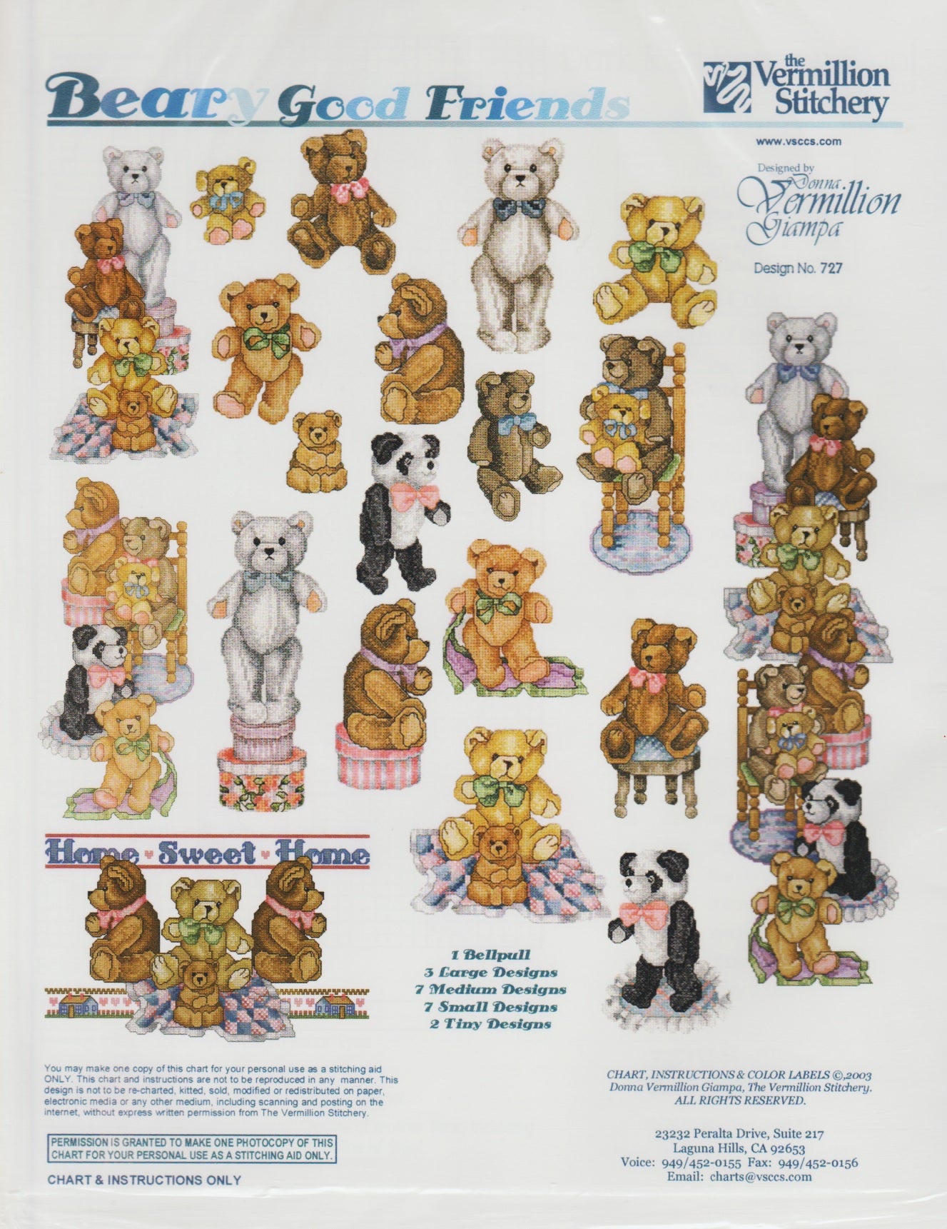 Vermillion Stitchery Beary Good Friends VS727 cross stitch pattern