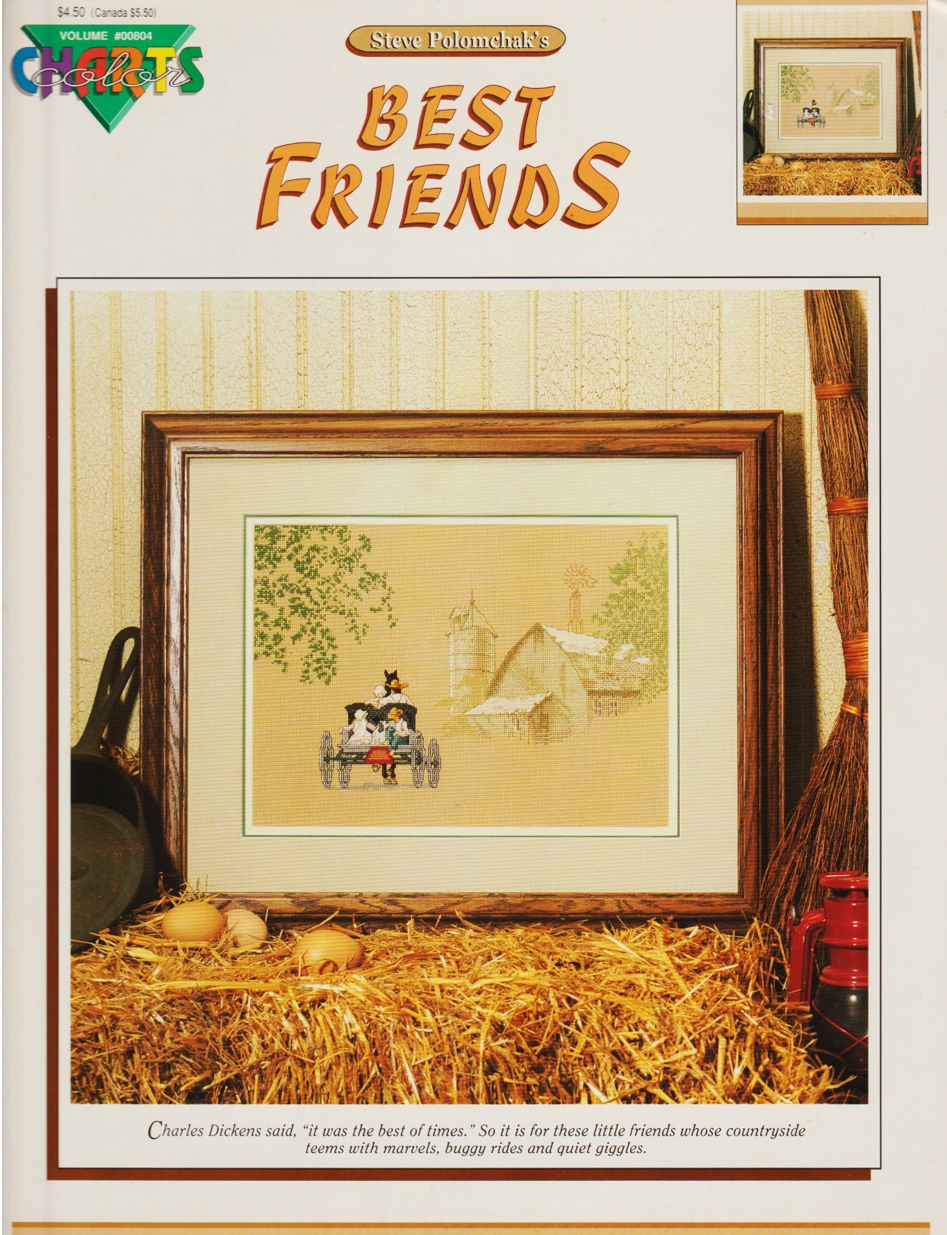 Color Charts Best Friends 00804 mish children on wagon cross stitch pattern