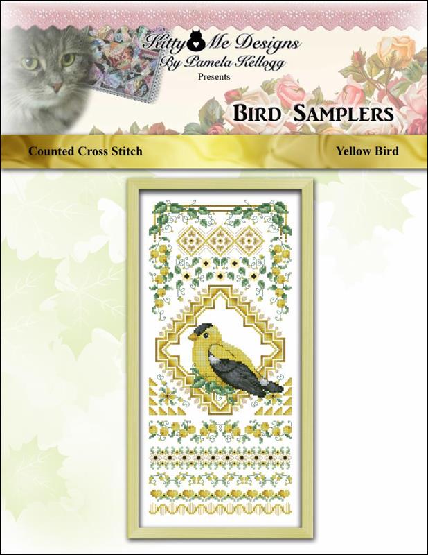 Kitty & Me Bird Samplers - Yellow Bird cross stitch pattern