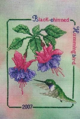 Crossed Wing Black-chinned Hummingbird 2007 cross stitch pattern