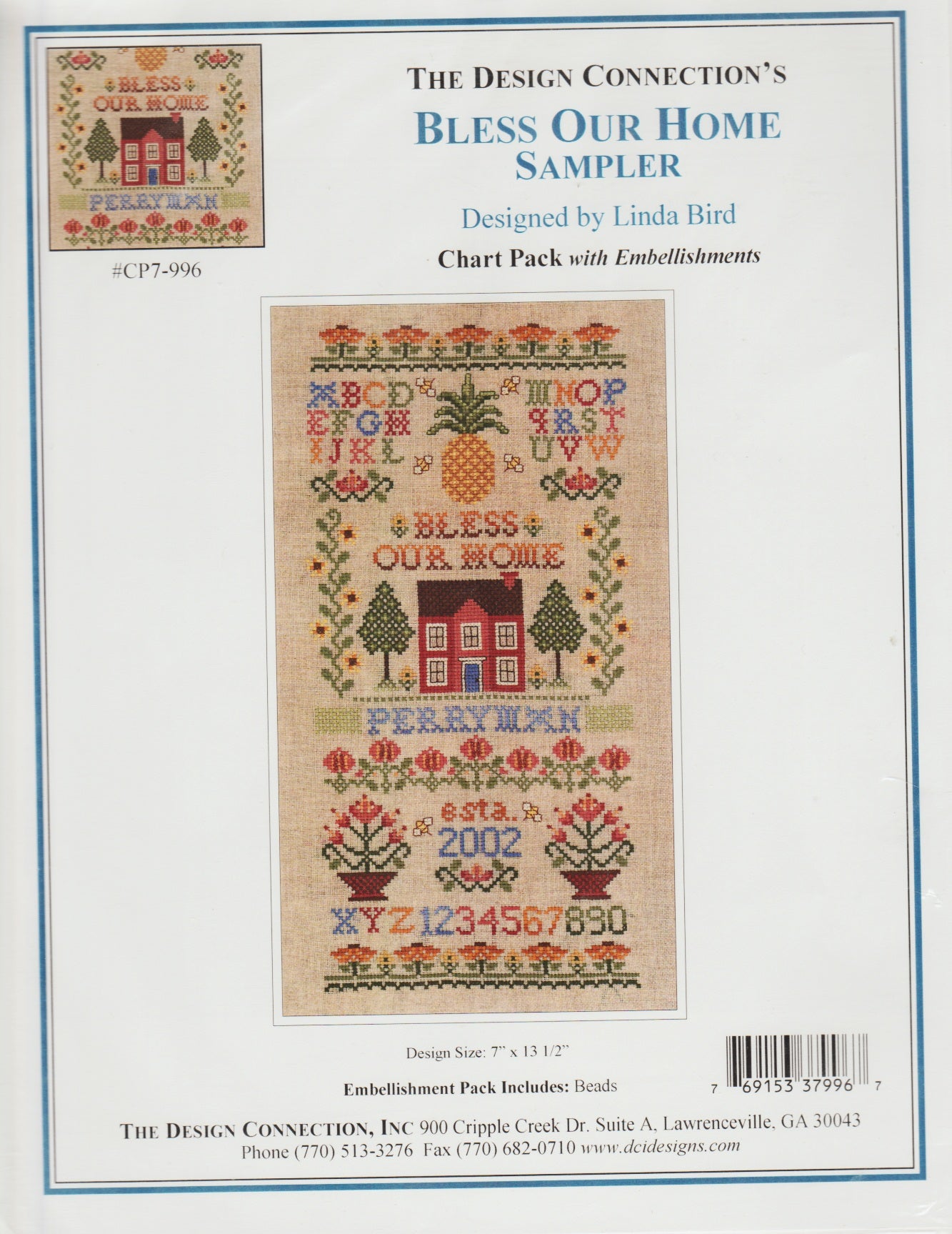 Design Connection Bless Our Home Sampler CP7-996 cross stitch pattern