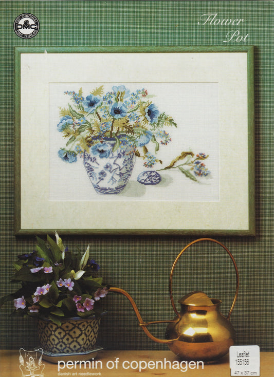 Permin of Copenhagen Blue Flowers 155156 cross stitch pattern