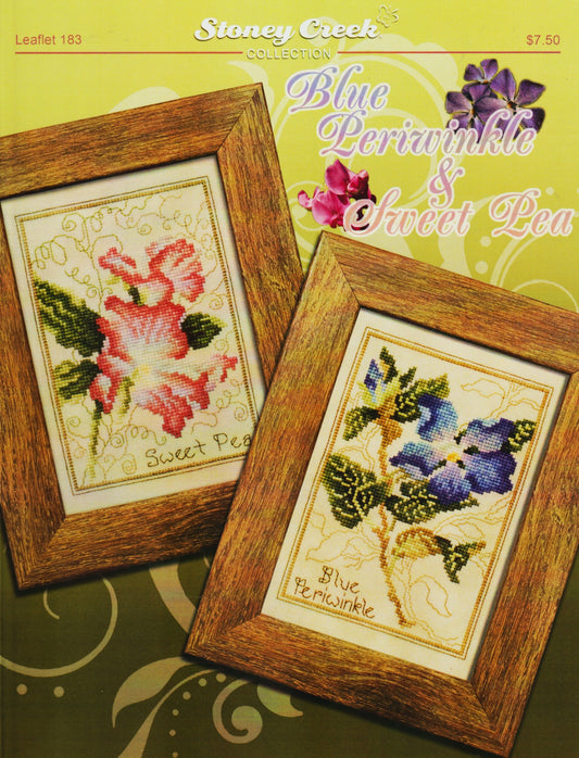 Stoney Creek Blue Periwinkle & Sweet Pea LFT183 flower cross stitch pattern