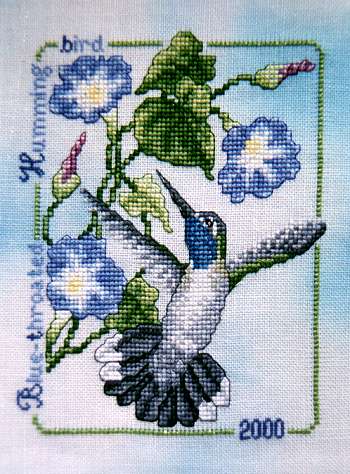Crossed Wing Collection Blue Throated Hummingbird 2000 cross stitch pattern