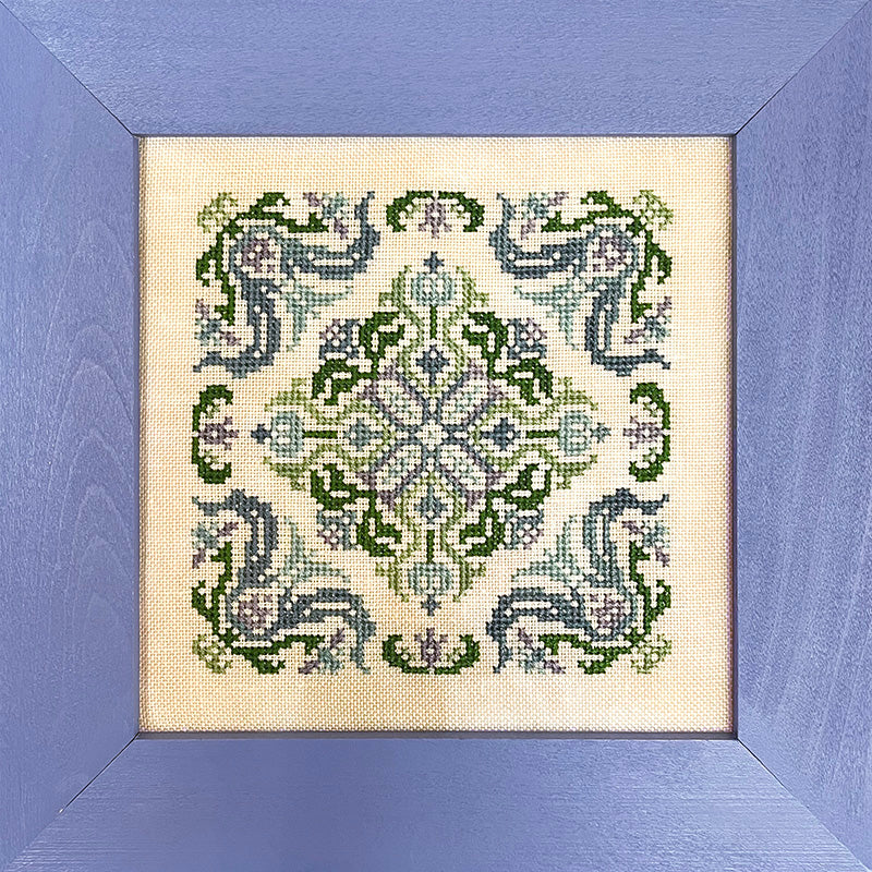 Ink Circles Blue Tulips M99 cross stitch pattern
