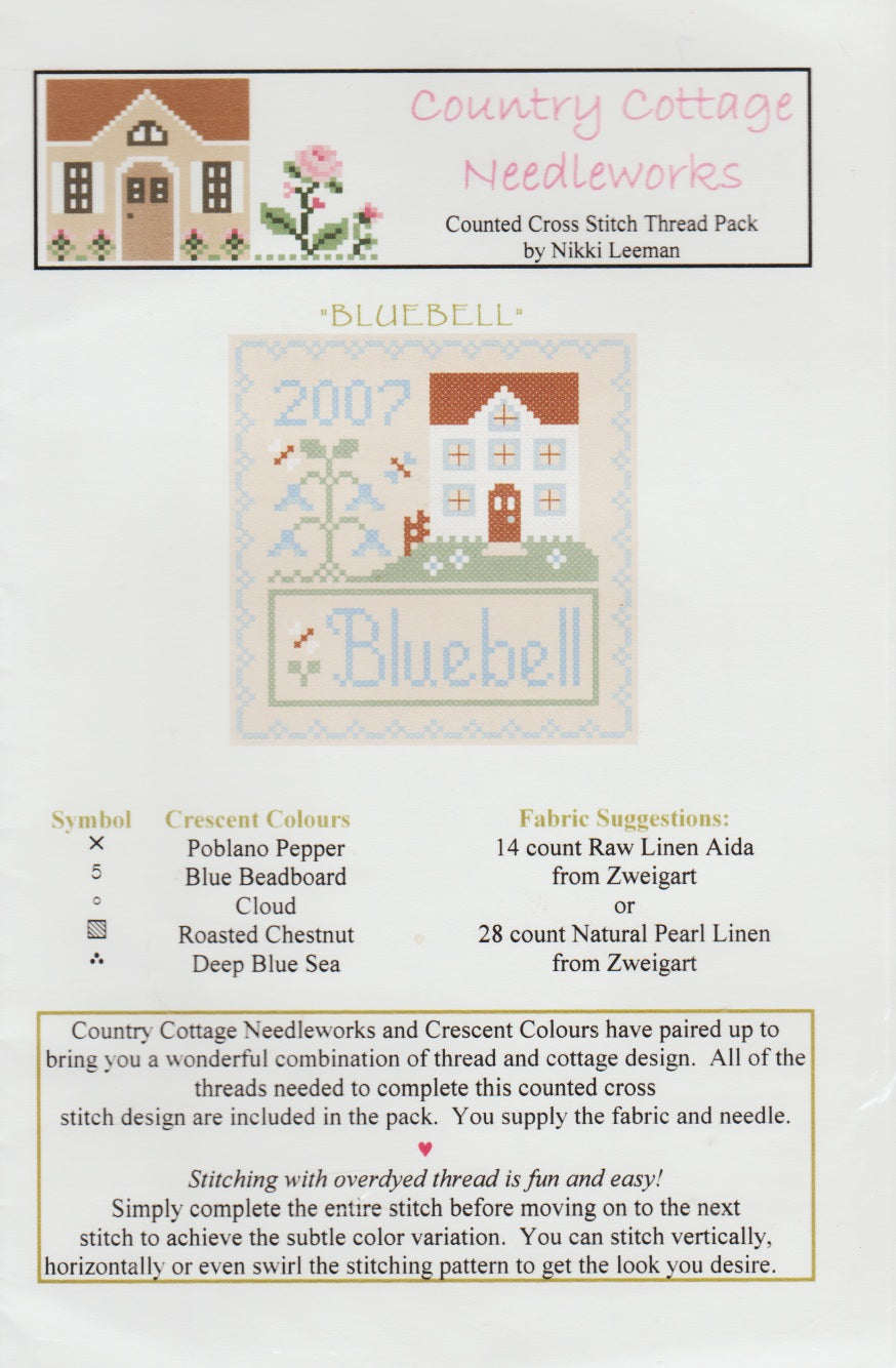 Country Cottage Needleworks Bluebell cross stitch pattern