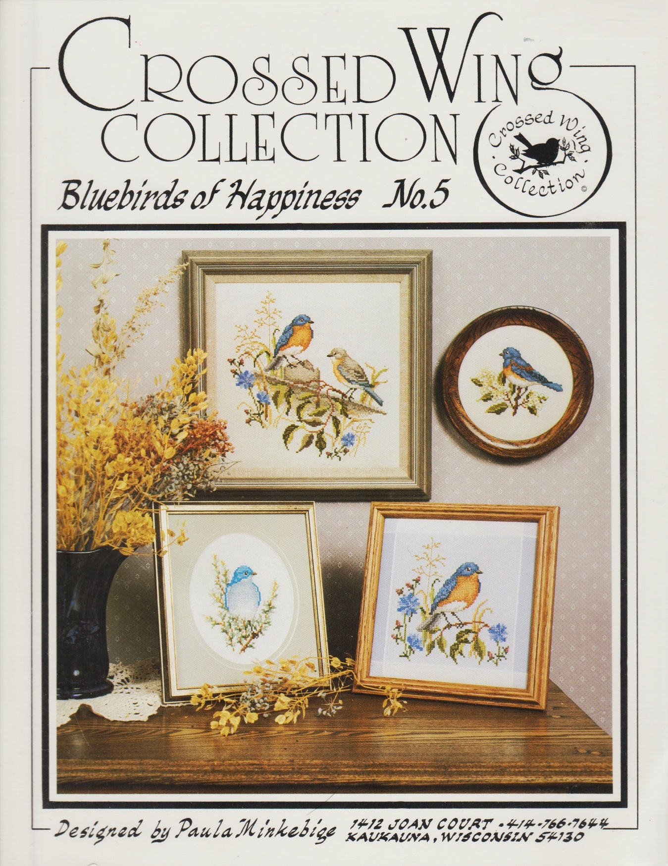 Crossed Wing Bluebirds of Happiness 5 bird cross stitch pattern