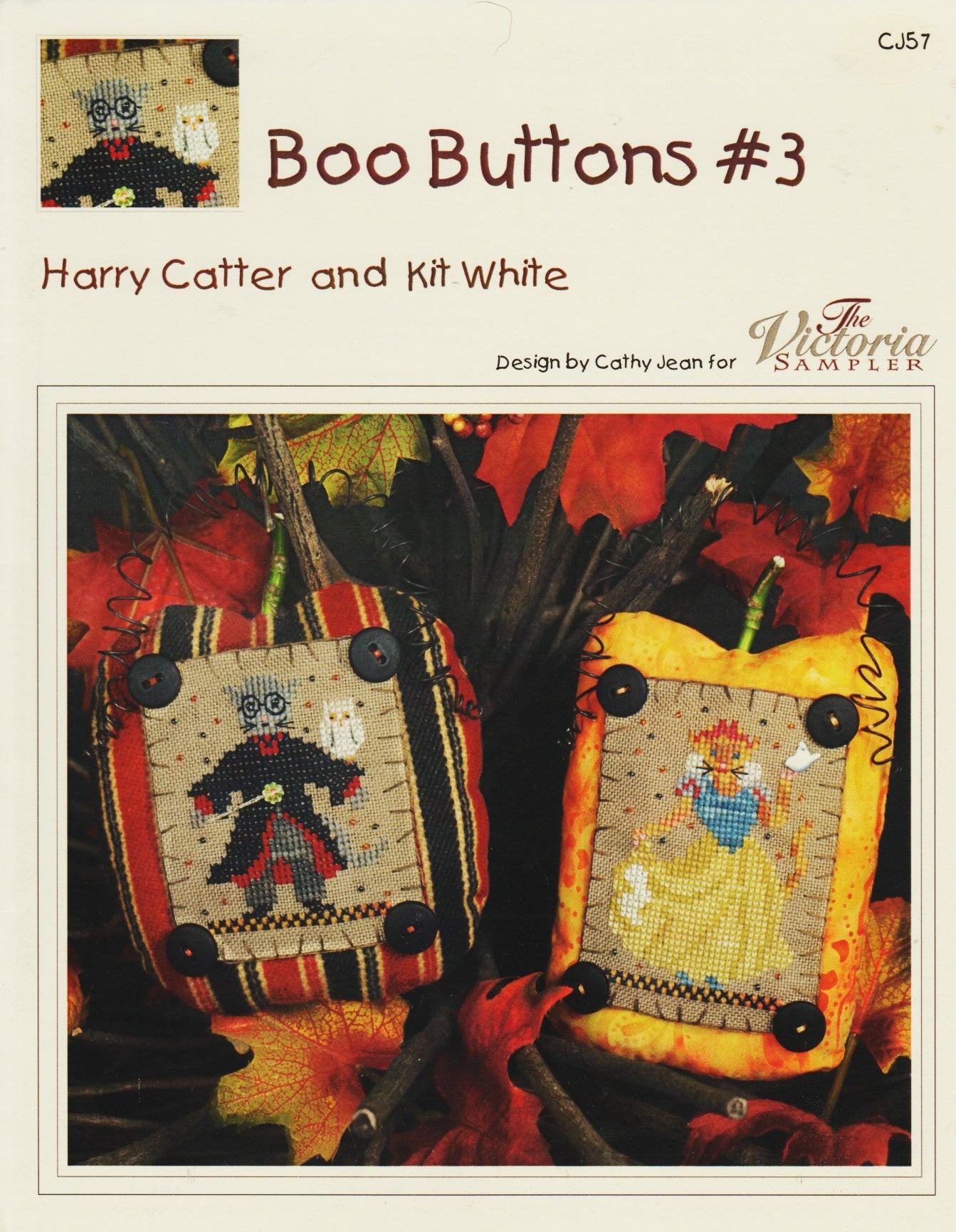 Victoria Sampler Boo Buttons #3 CJ57 cross stitch pattern