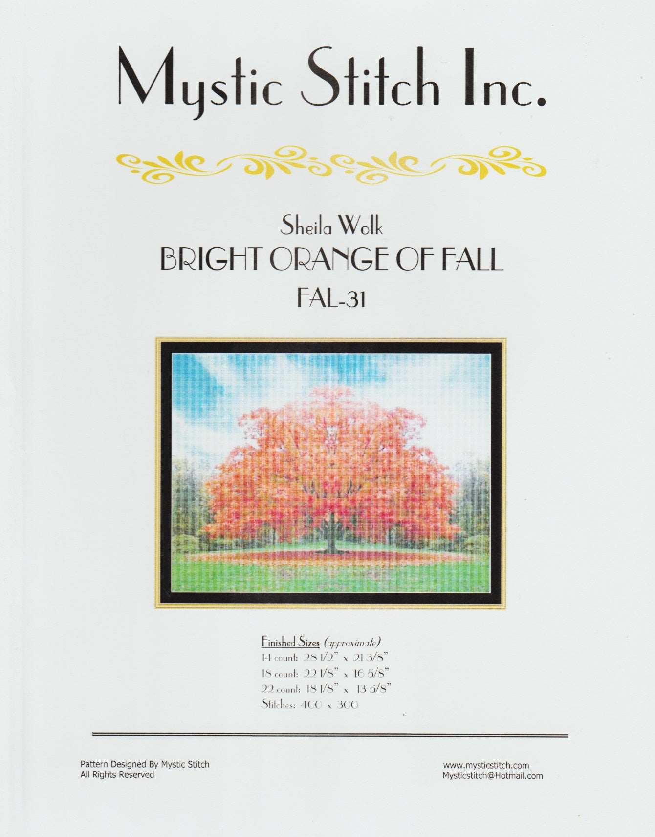 Mystic Stitch Bright Orange of Fall FAL-31 cross stitch pattern