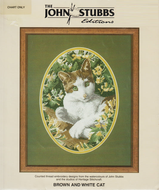 Heritage Stitchcraft Brown and White Cat cross stitch pattern