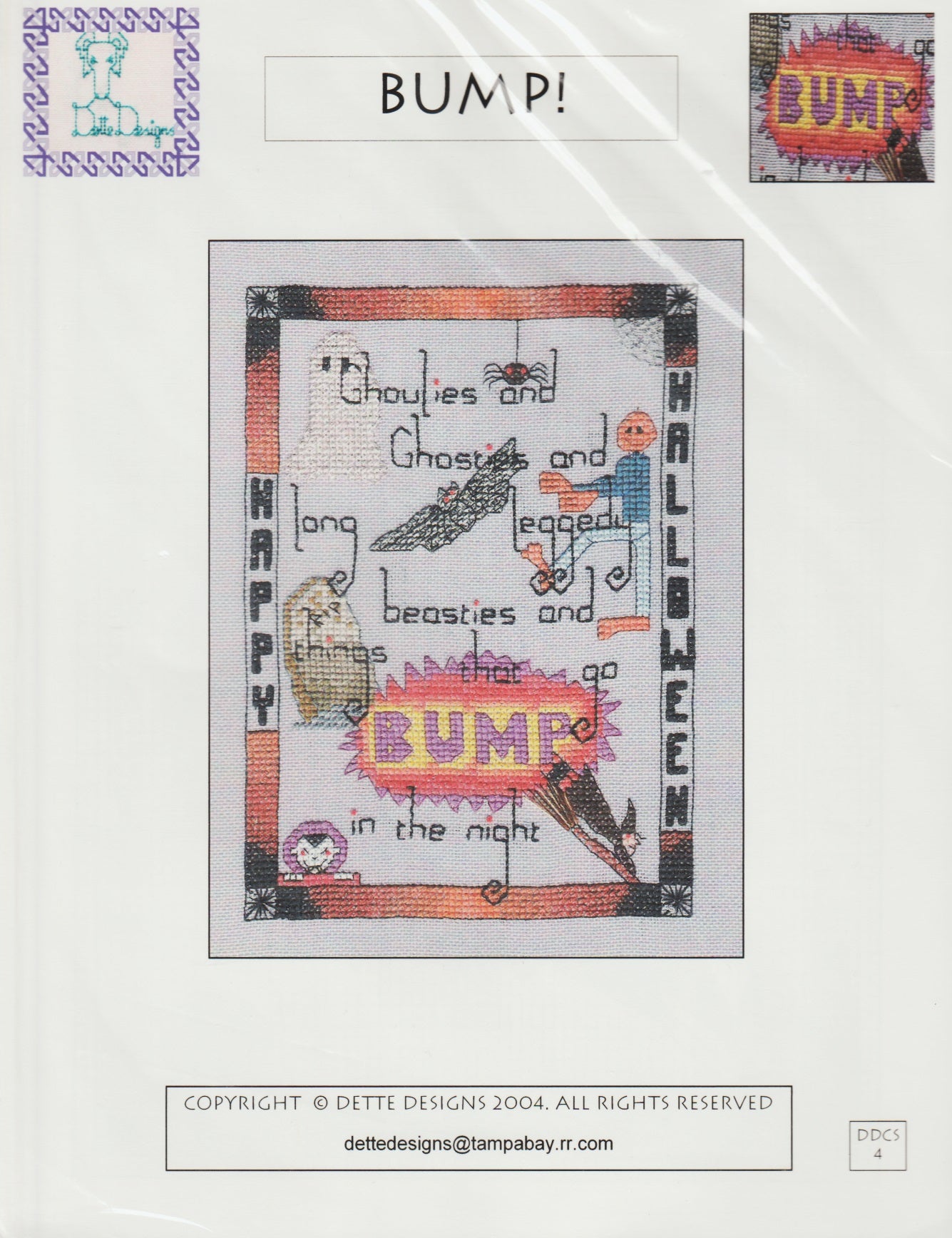 Dette Designs Bump! halloween cross stitch pattern