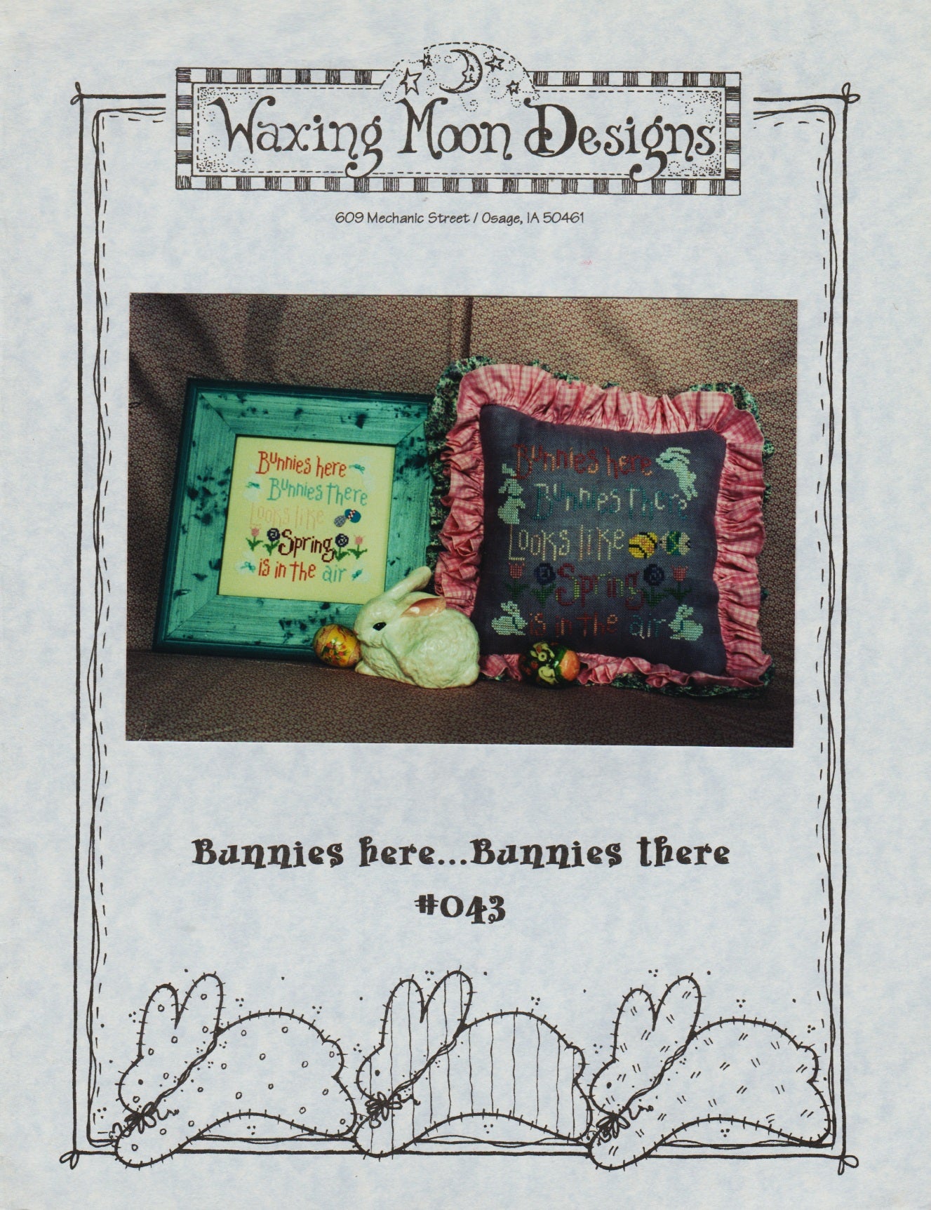 Waxing Moon Bunnies here... Bunnies there cross stitch pattern