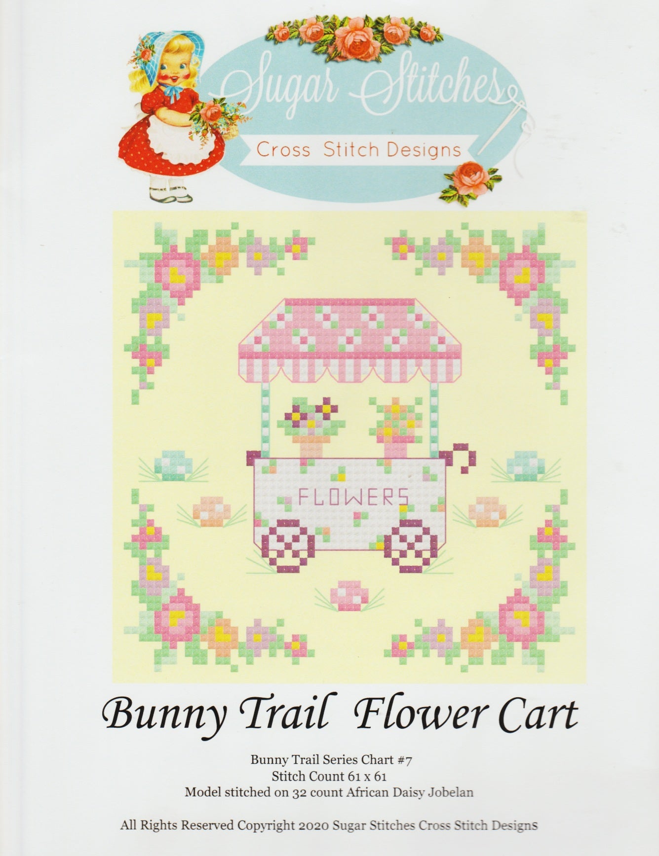 Sugar Stitches Bunny Trail #7 Flower Cart cross stitch pattern