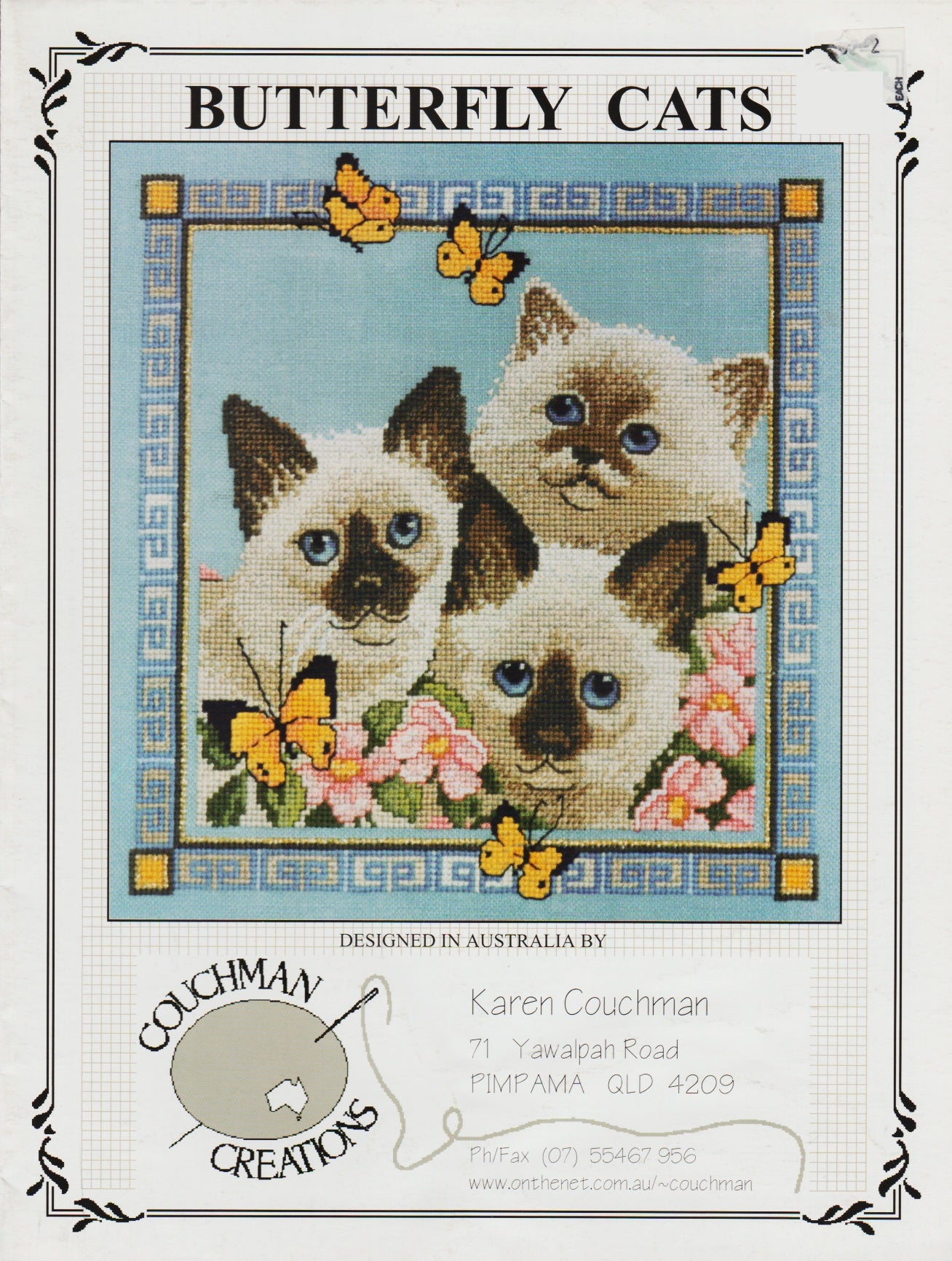 Couchman Creations Butterfly Cats cross stitch pattern