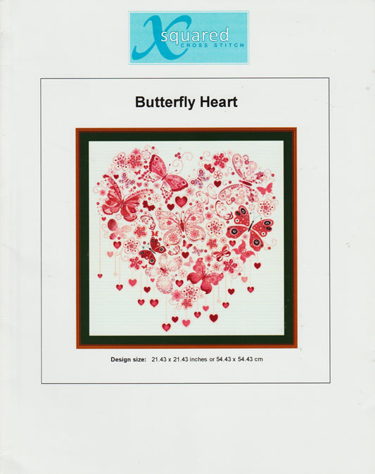 X-Squared Butterfly Heart cross stitch pattern